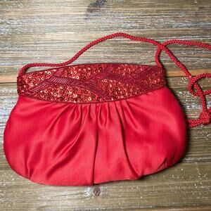 Vintage Red Purse Crossbody Sequins Beads Wedding Prom Formal Wear Womens